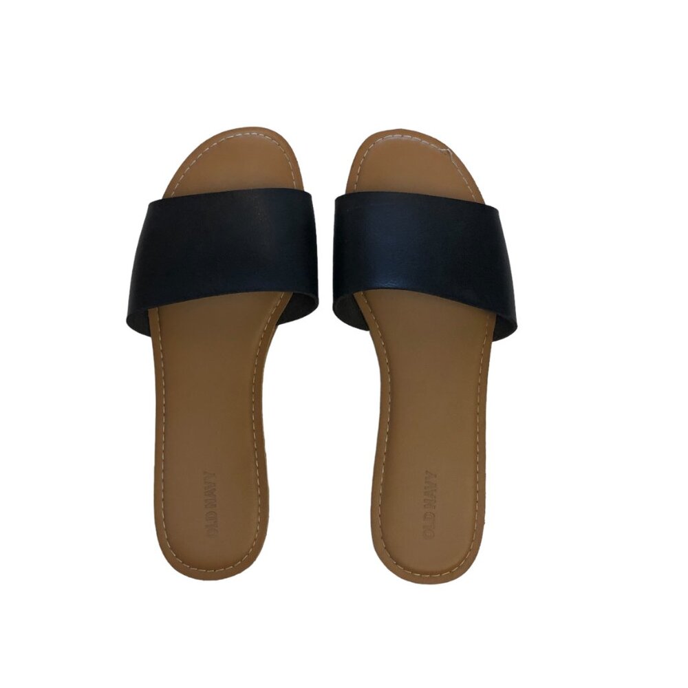 Old Navy Black and Tan Faux Leather Sandals 10